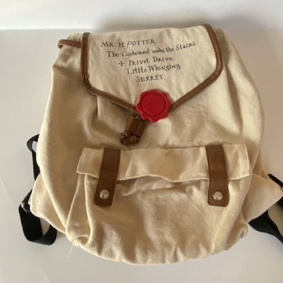 Harry Potter Cream Canvas Backpack Great details Great condition. Preppy! - Picture 1 of 14